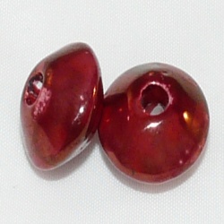 Perle céramique Toupie Rouge/Or