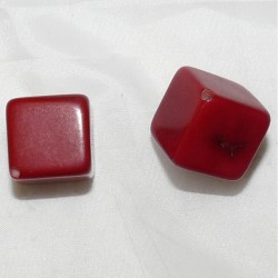 Tagua Perle Cube Rouge 20mm