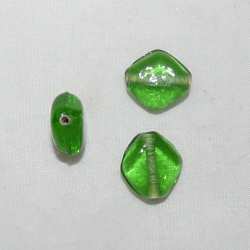 Perle Verre Lozange Vert Transparent