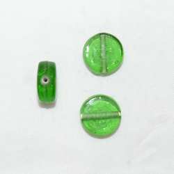 Perle Verre Pastille Vert Transparent