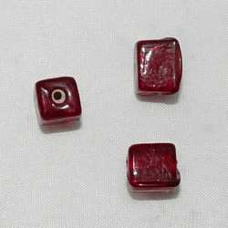 Perle Verre Cube 6mm Rouge Transparent