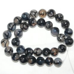 Perle Agate Boule 12mm couleur grise liseré noir