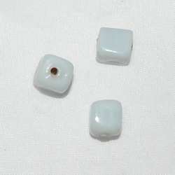 Perle Verre Cube 6mm Blanc Opaque