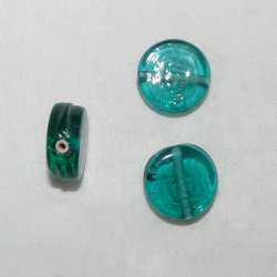 Perle Verre Pastille Turquoise Transparent