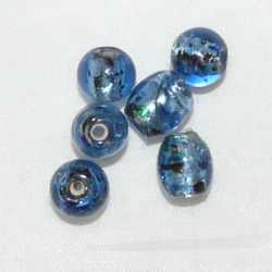 Perle Verre Feuille d'Argent Bleu et paillette couleur