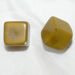Tagua Perle Cube Jaune moutarde 20mm